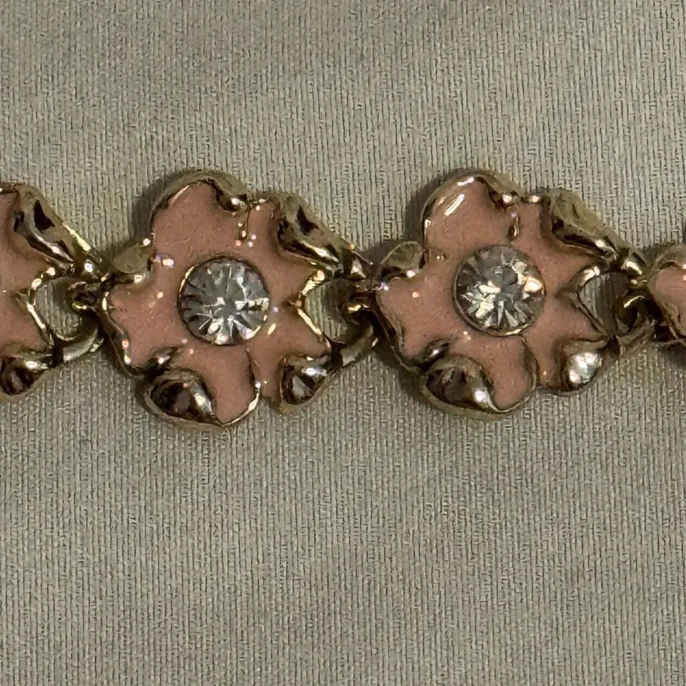 Napier pink flower rhinestone bracelet